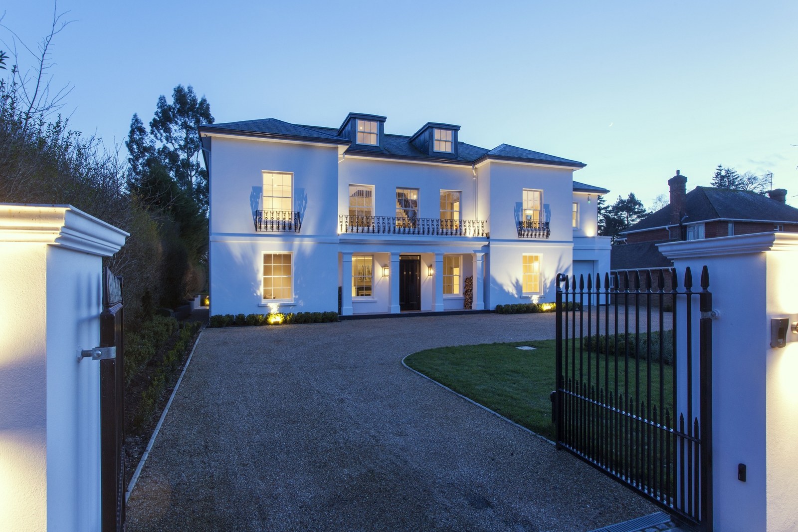 Melsetter — front elevation at dusk